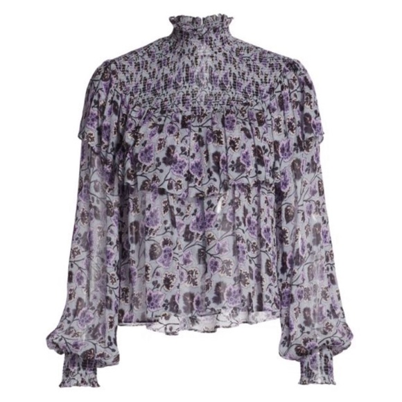 cinq a sept Tops - Cinq a Sept Drew Georgette Floral Long Sleeve Blouse Small New with Tags